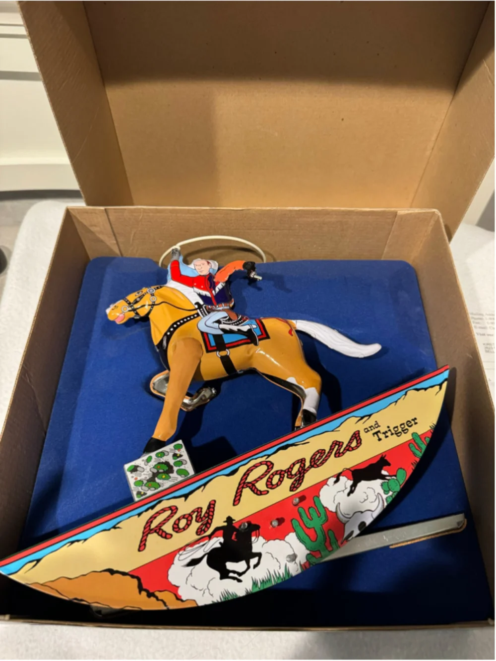 Vintage Schylling Roy Rogers & Trigger Win-Up Tin Toy Yellow Red LTD Edition